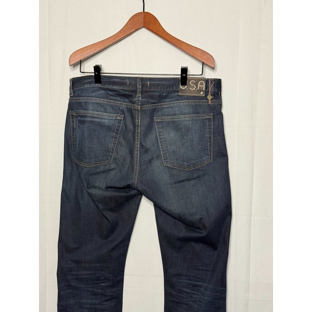 John Varvatos USA Dark Denim Straight Leg Button Front Bowery Jeans Size 36 X 35 - Picture 5 of 12